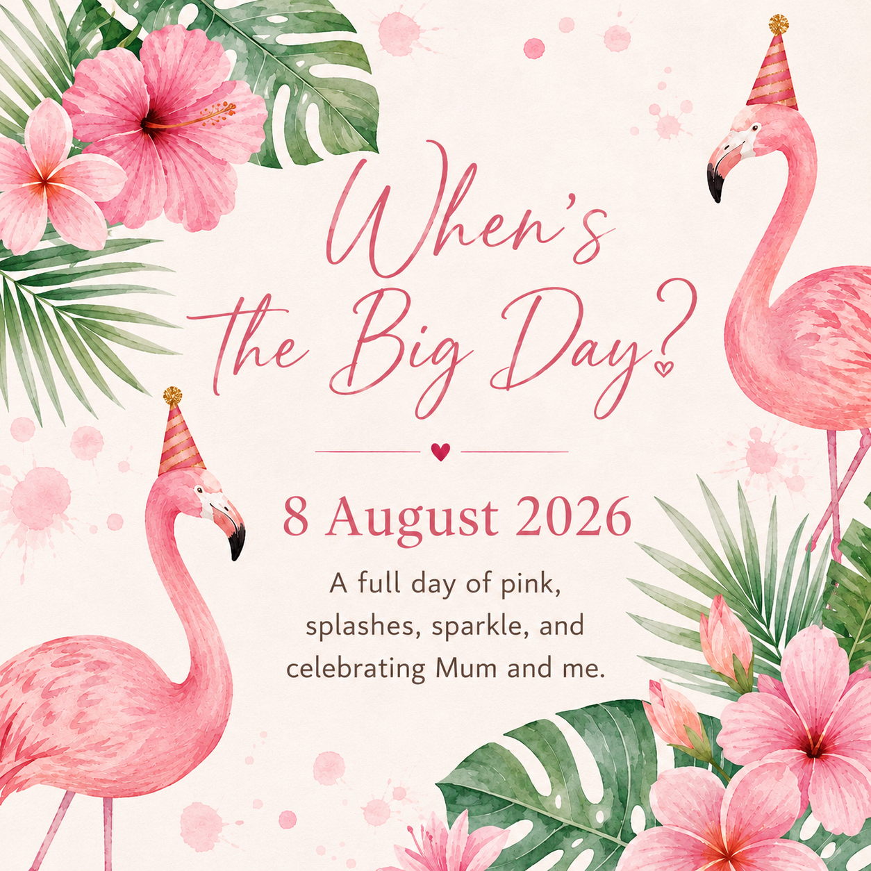 When's The Big Day invitation for 8 August 2026